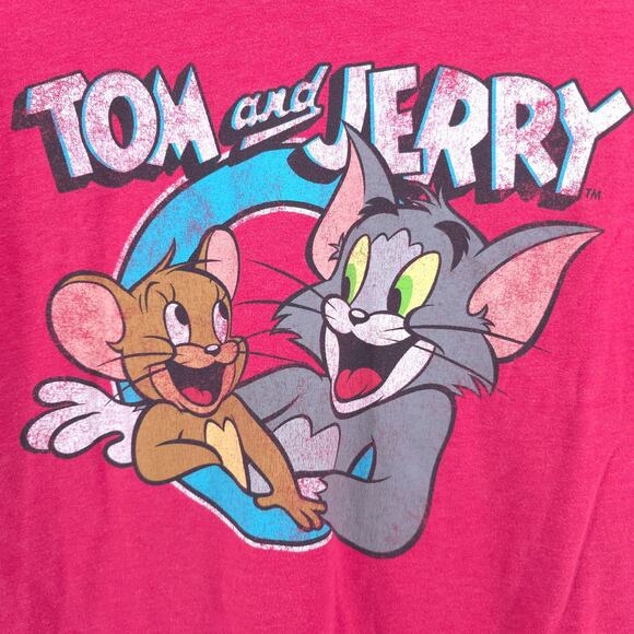 Tom & Jerry Official Licensed Red Distressed Graphic T-Shirt Classic Animation M - Picture 2 of 9